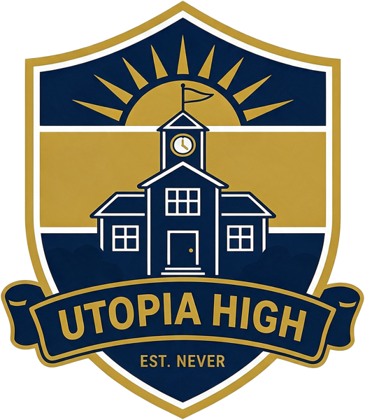 Fictional Utopia High comedy series crest